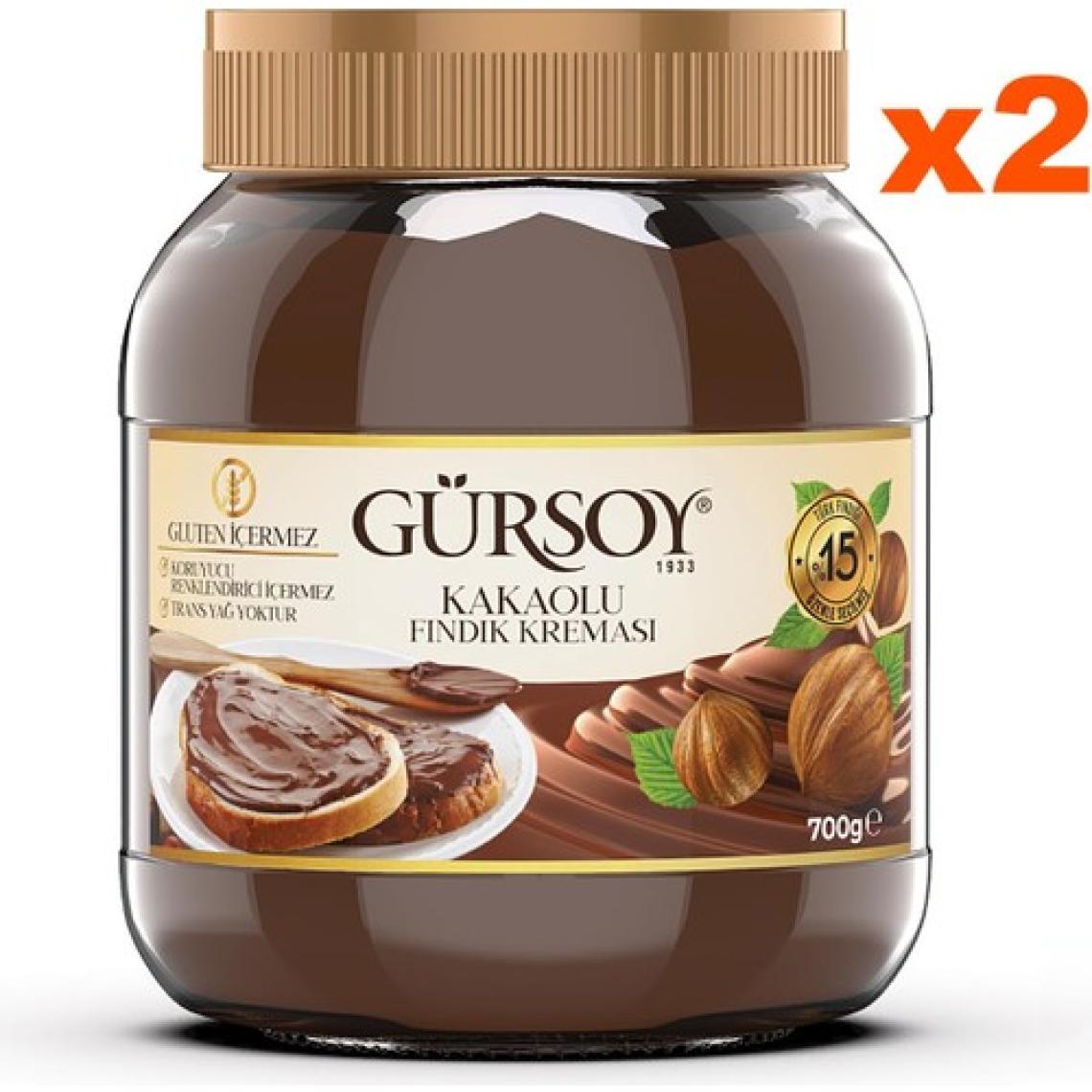 Gürsoy Kakaolu Fındık Kreması Cam Kavanoz 700 G x 2 Adet
