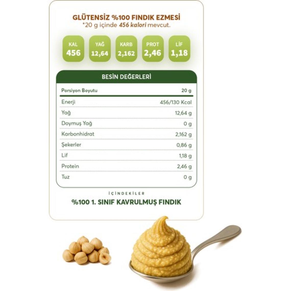 Glutensiz Fabrika Glütensiz %100 Fındık Ezmesi 300 g