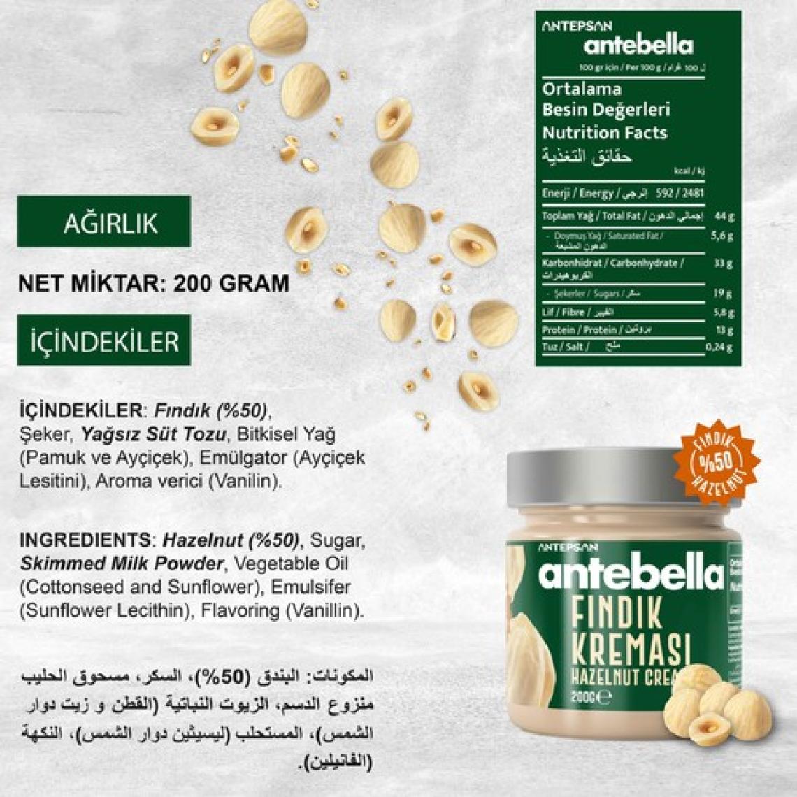 Antebella 3'lü Krema Paketi (Antep Fıstığı, Badem, Fındık)