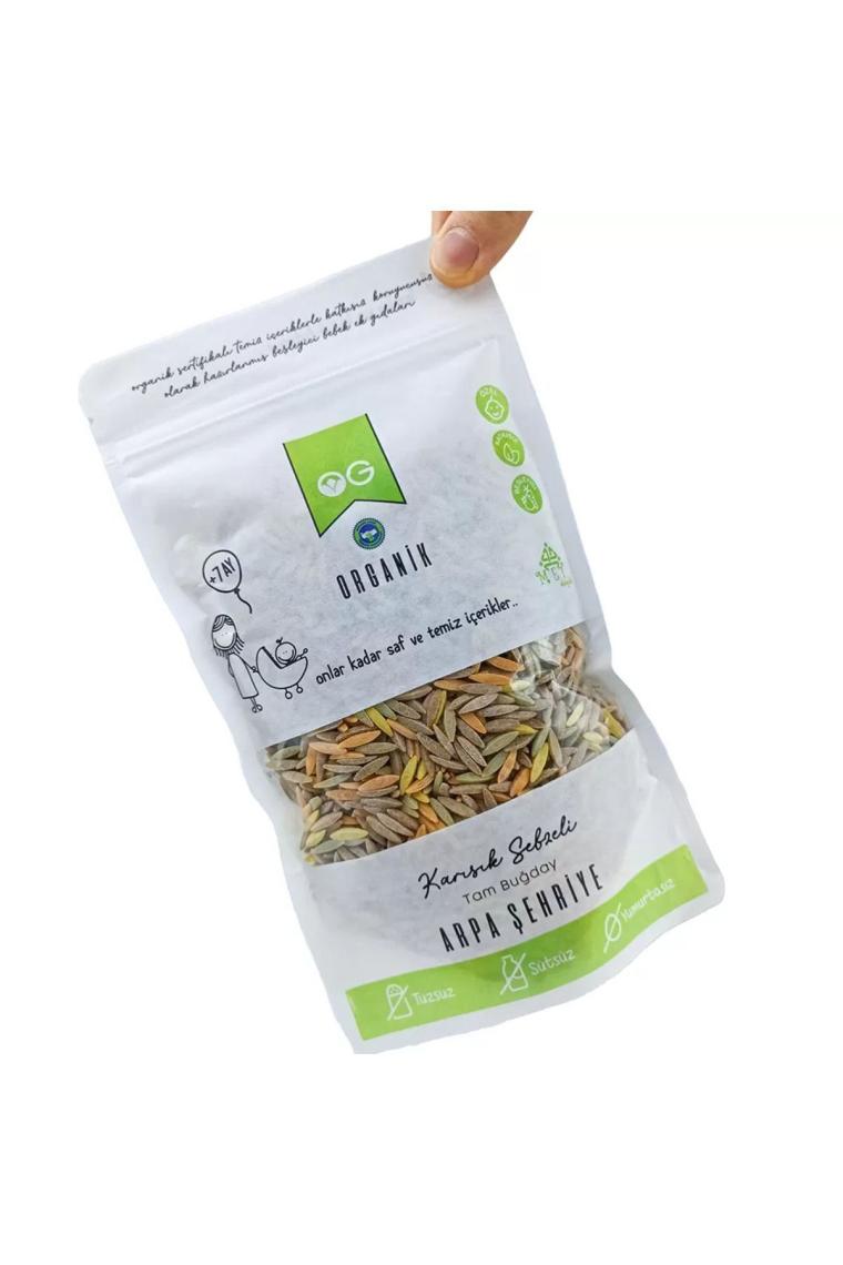 Organik Karışık Sebzeli Tam Buğday Arpa Şehriye 250 gr 7 Ay