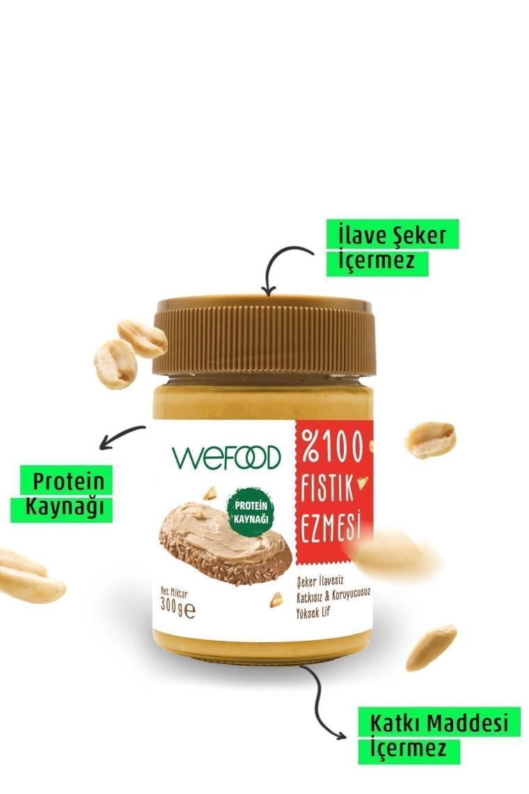 Şekersiz Sade %100 Fıstık Ezmesi 300 gr (Fıstık Parçacıklı).