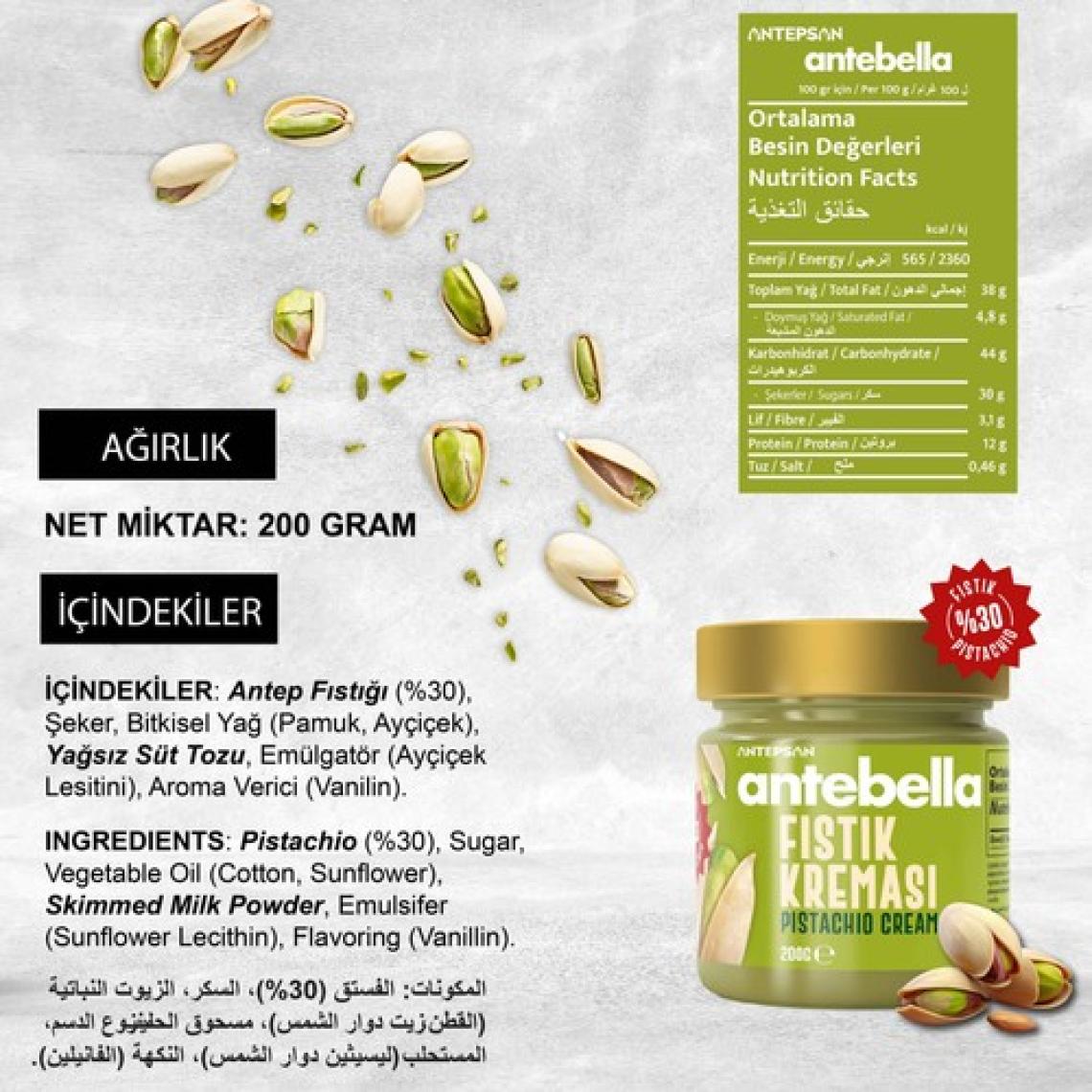 Antebella Antep Fıstık Kreması 200 g + Antep Fıstık Ezmesi 200 g
