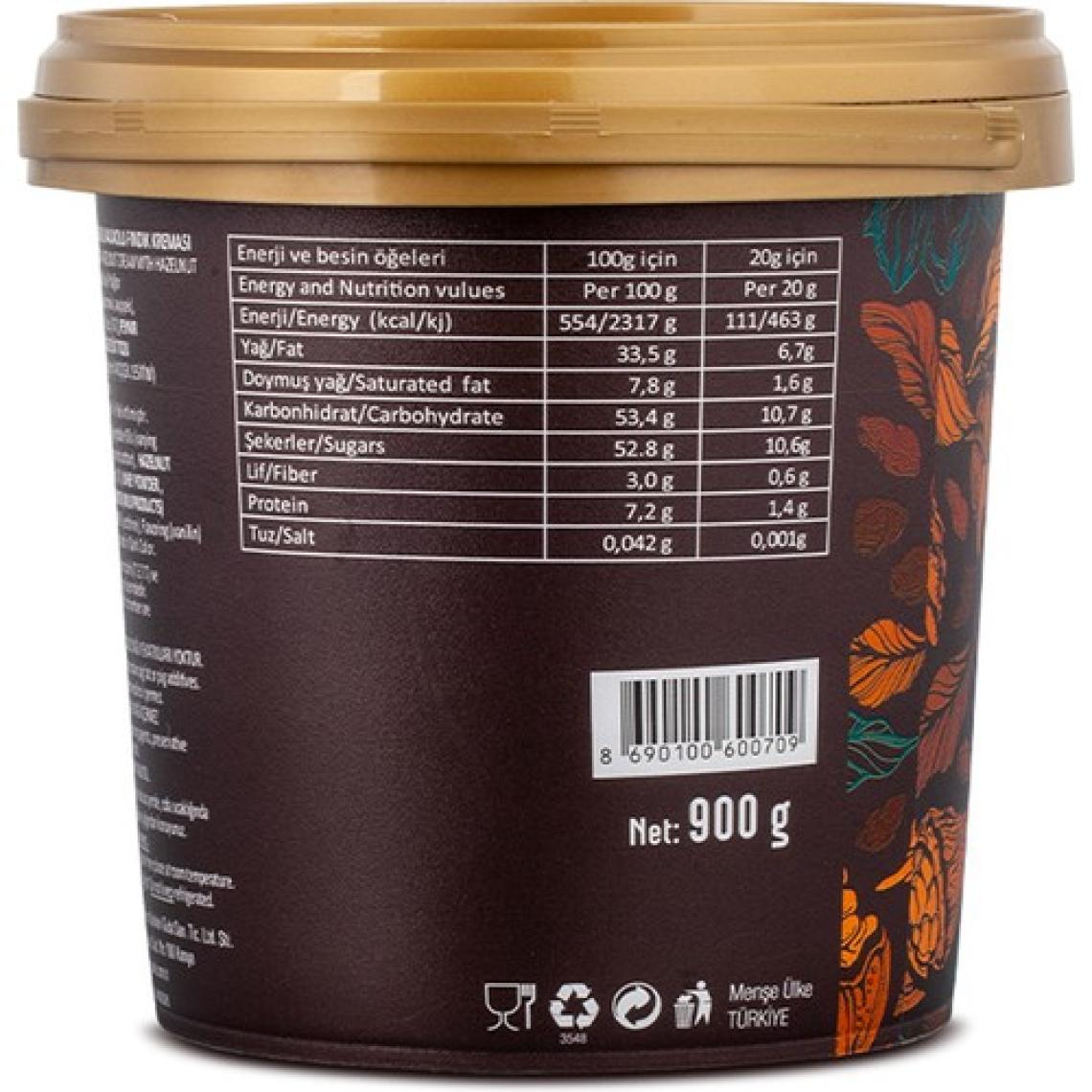 Cebel Fındık Parçacıklı Kakaolu Fındık Kreması 900 gr Kova % 23