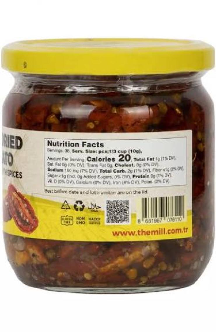 The Mill Gurme Izgara Kurutulmuş Domates 380 gr Cam Kavanoz - Güneşte Kurutulmuş & Izgaralanmış - Kahvaltı, Salata ve Atıştırmalığa Uygun - Doğal Olarak İşlenmiş - Pastörize - Vegan