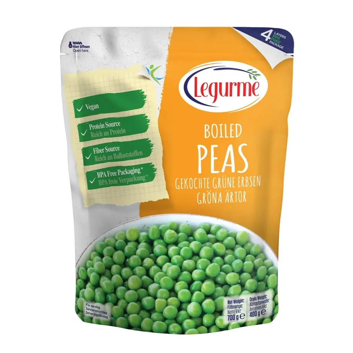 Yayla Legurme Haşlanmış Bezelye 700 gr