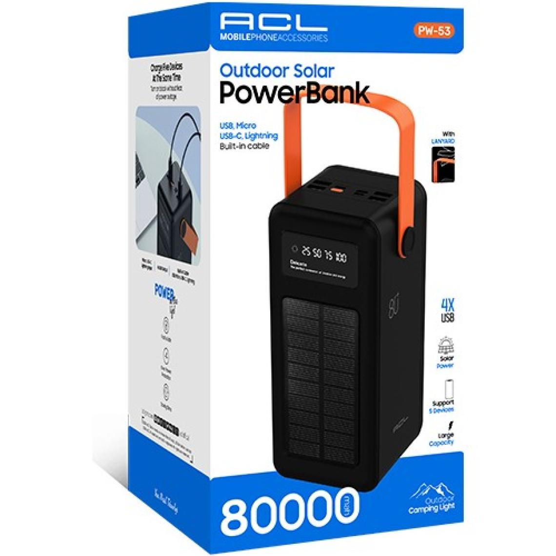 Acl Pw-53 80.000MAH Solar Powerbank - Yüksek Kapasiteli Taşınabilir Güneş Enerjili Şarj Cihazı