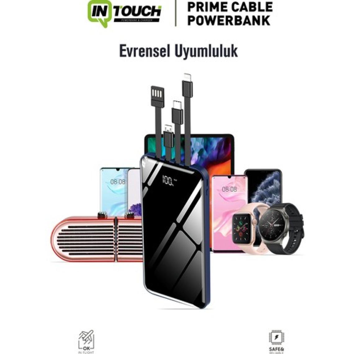 Intouch Prime 10000 mAh Dijital Göstergeli Powerbank Mavi