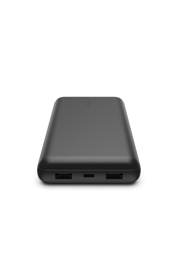 20K Power Bank with USB-C 15W, Dual USB-A, 15cm USB-A to C Cable, Black