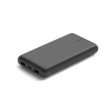 20K Power Bank with USB-C 15W, Dual USB-A, 15cm USB-A to C Cable, Black