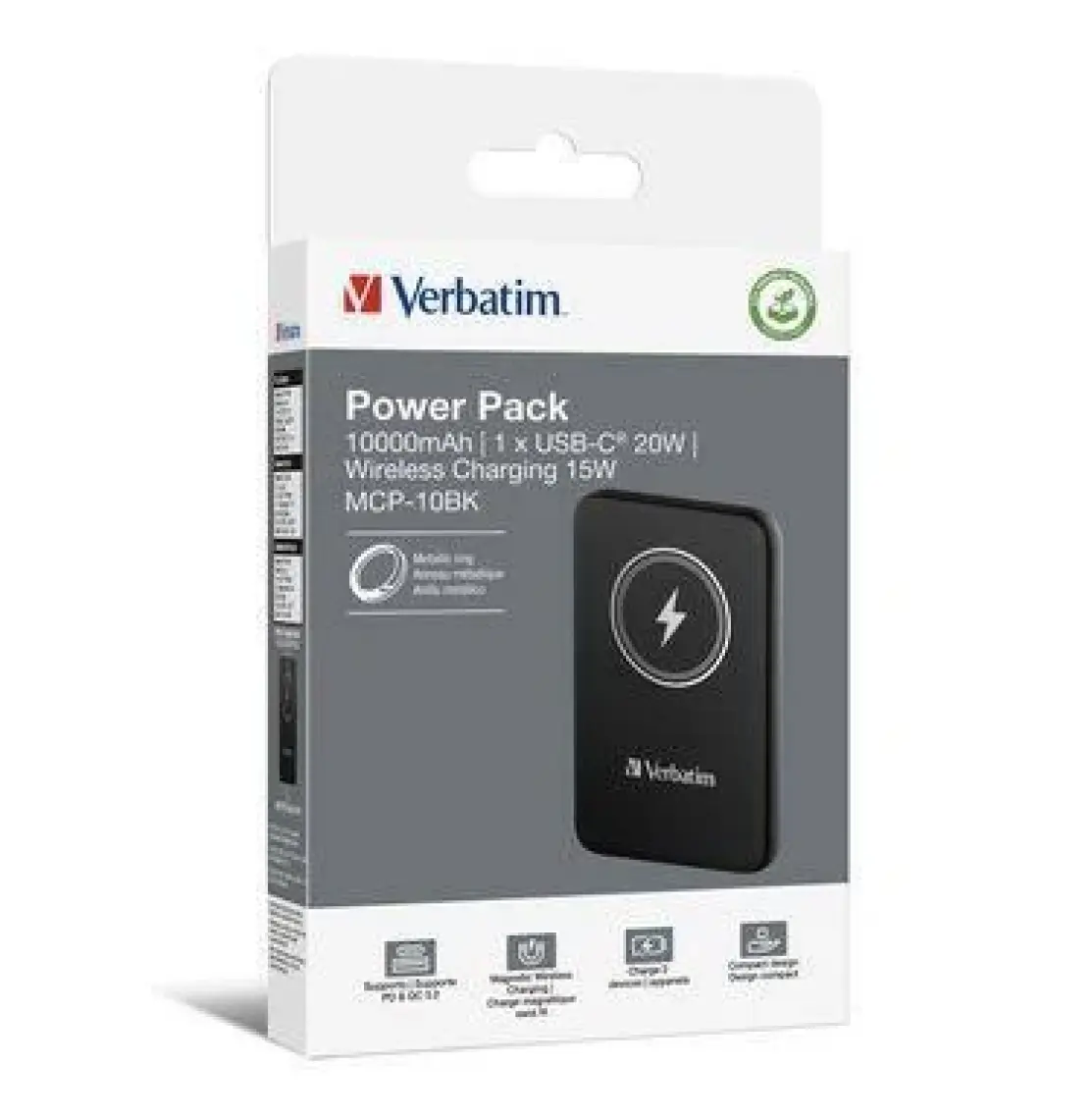 Verbatim Magsafe 10000 Mah Manyetik Kablosuz Powerbank Verbatim 10000MAH Manyetik Kablosuz Şarj - Pembe