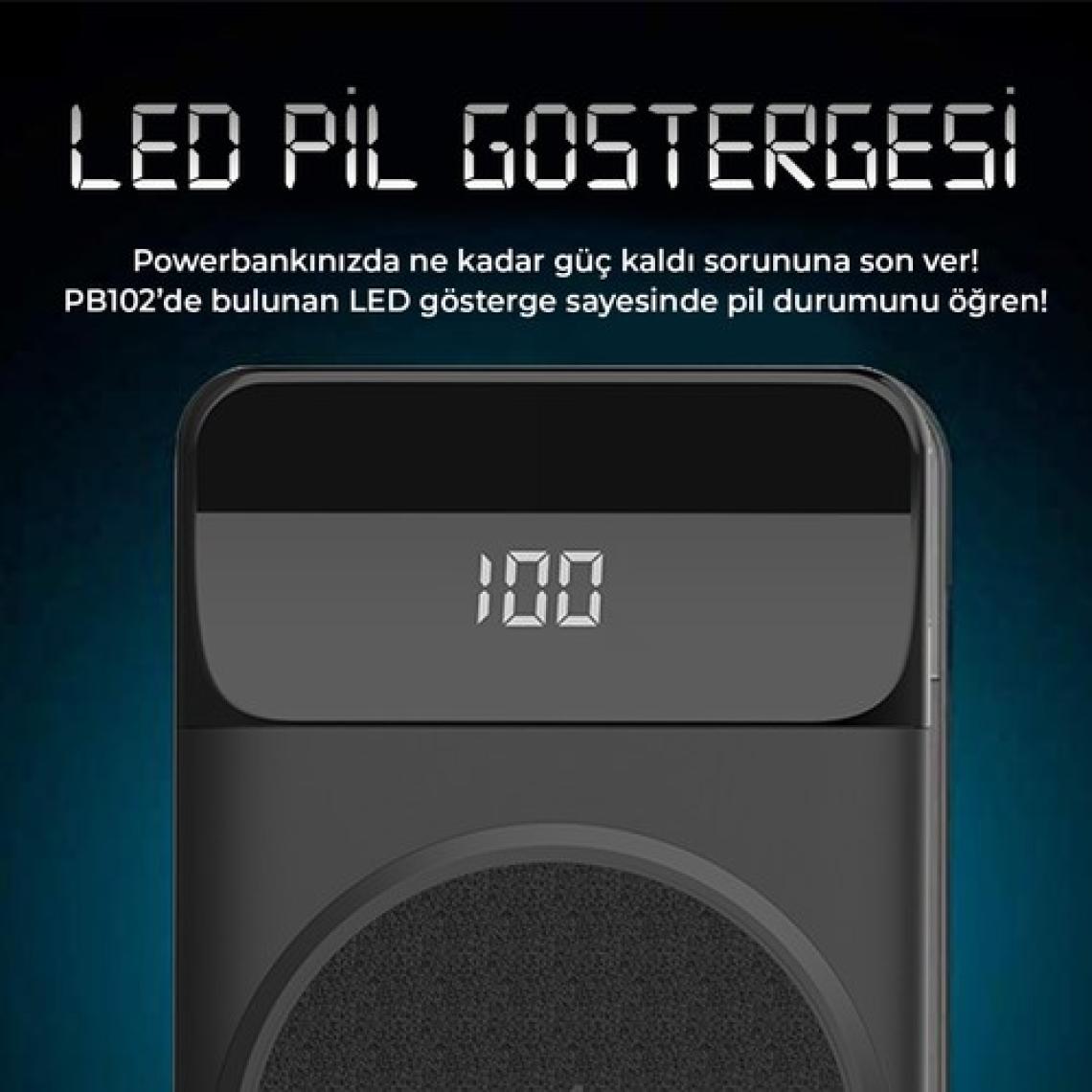 Bix PB102 Stand Özellikli Led Göstergeli 10000 mAh Kablosuz + 2 Portlu MagSafe Uyumlu Powerbank