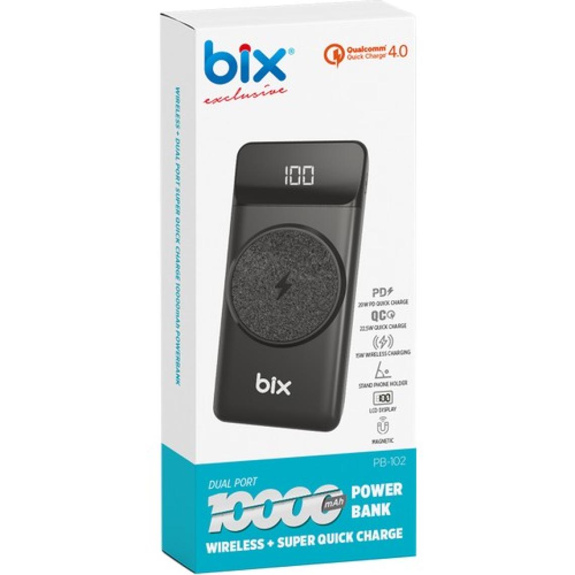 Bix PB102 Stand Özellikli Led Göstergeli 10000 mAh Kablosuz + 2 Portlu MagSafe Uyumlu Powerbank