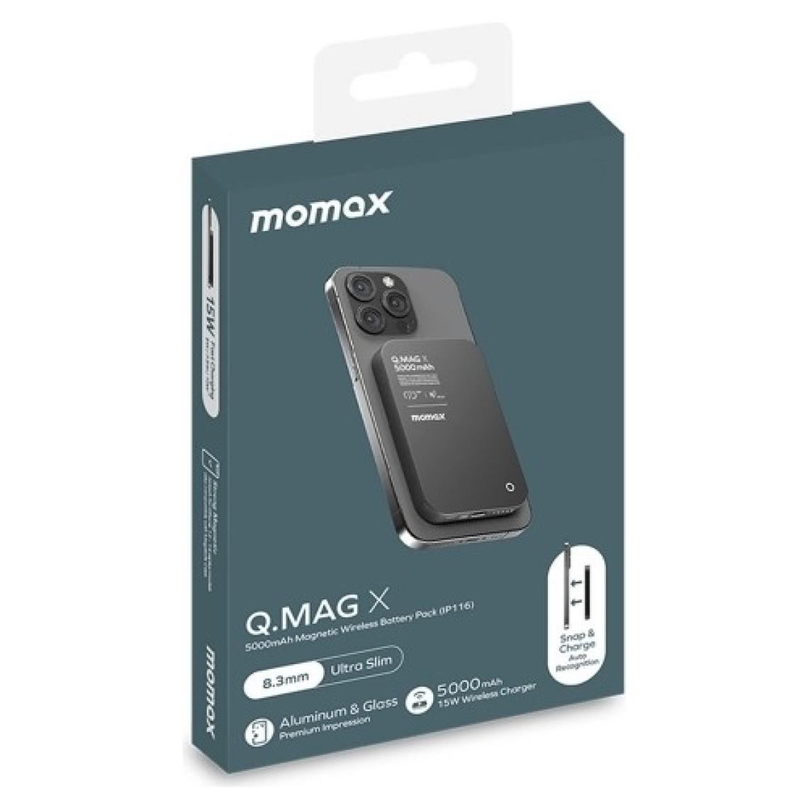 Momax IP116 Q.mag x 5000Mah Magsafe Taşınabilir Powerbank Siyah