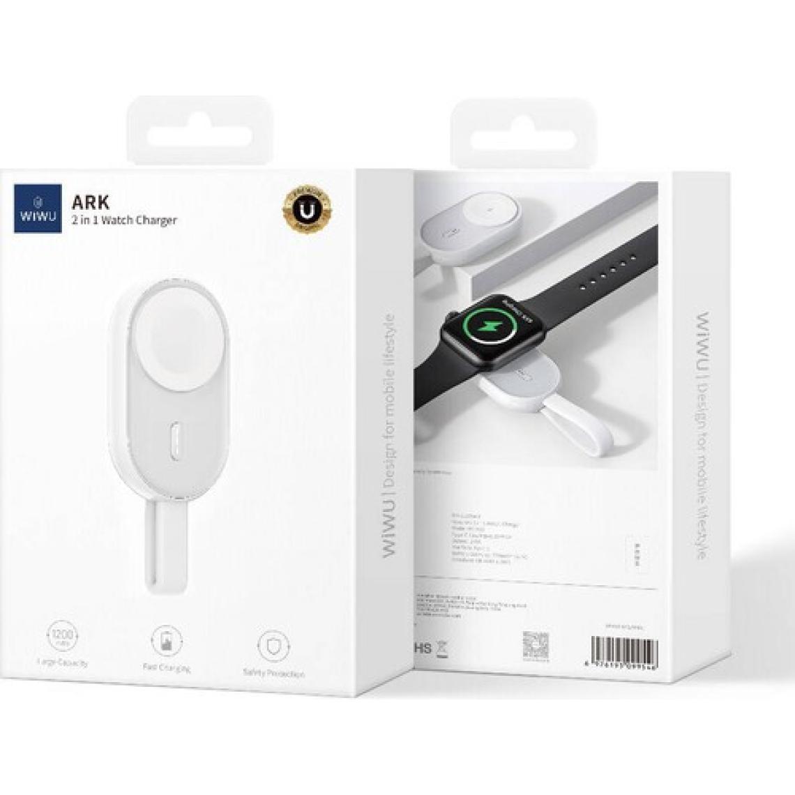 Wiwu Akıllı Saat Mini Wireless Powerbank Wiwu WI-M20 Ark Serisi 1200MAH 2.5W Beyaz