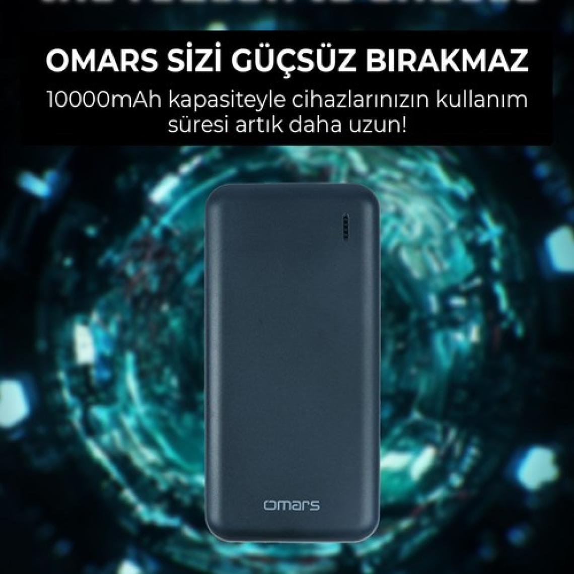 Omars 10000MAH 20W Type-C Pd ve 2*usb-A Üç Çıkışlı LED Işıklı Powerbank Siyah