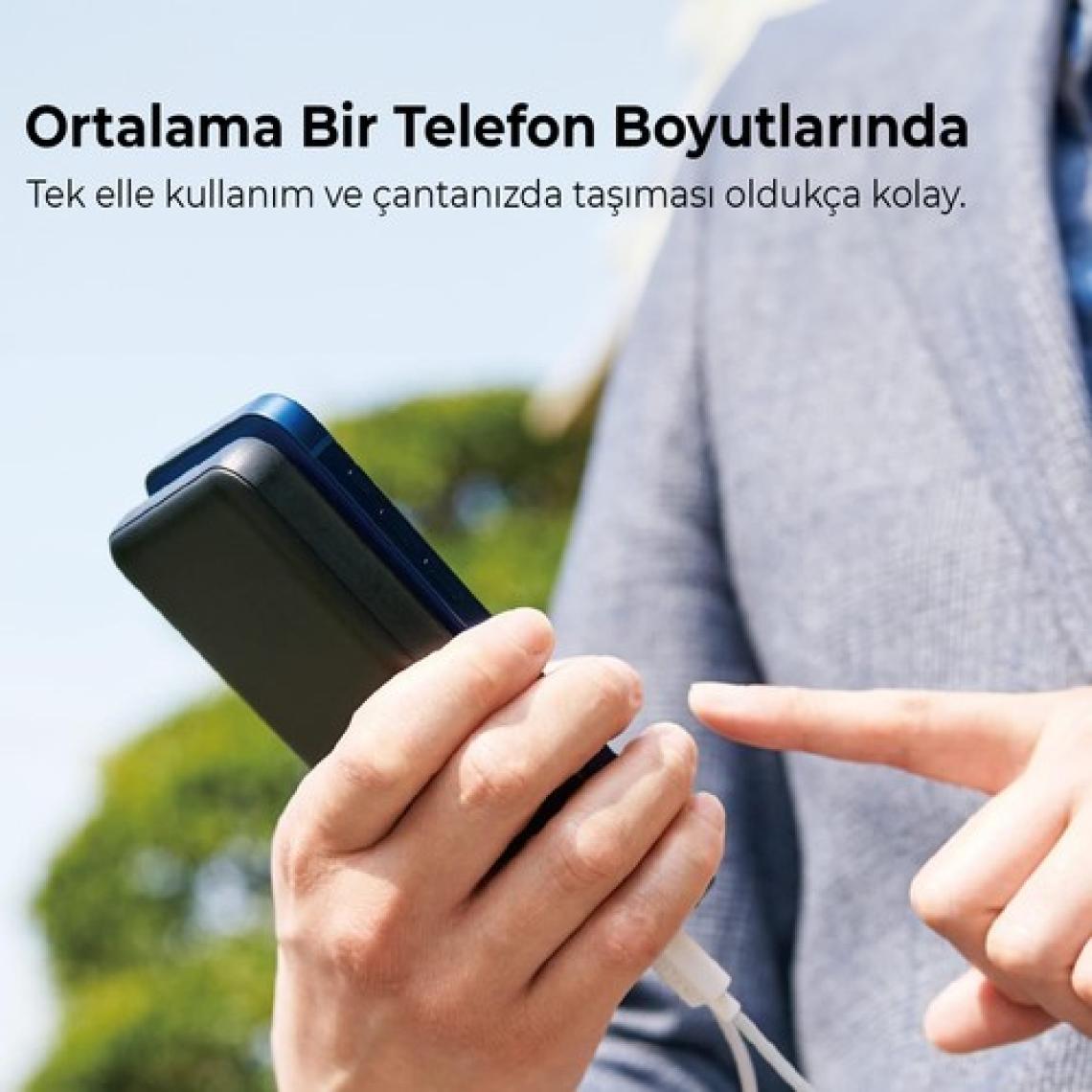 Omars 10000MAH 20W Type-C Pd ve 2*usb-A Üç Çıkışlı LED Işıklı Powerbank Siyah