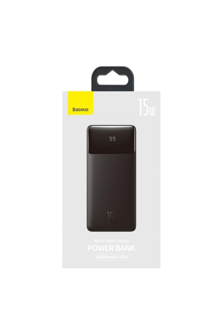 Baseus Bipow 10000 mAh 15 W Hızlı Şarj LED Göstergeli Powerbank Siyah