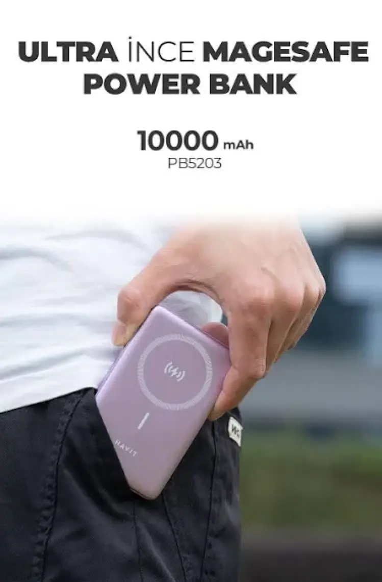 Havit 10000 mAh Magsafe Manyetik Kablosuz Powerbank Ultra Ince 20W, Iphone Uyumlu