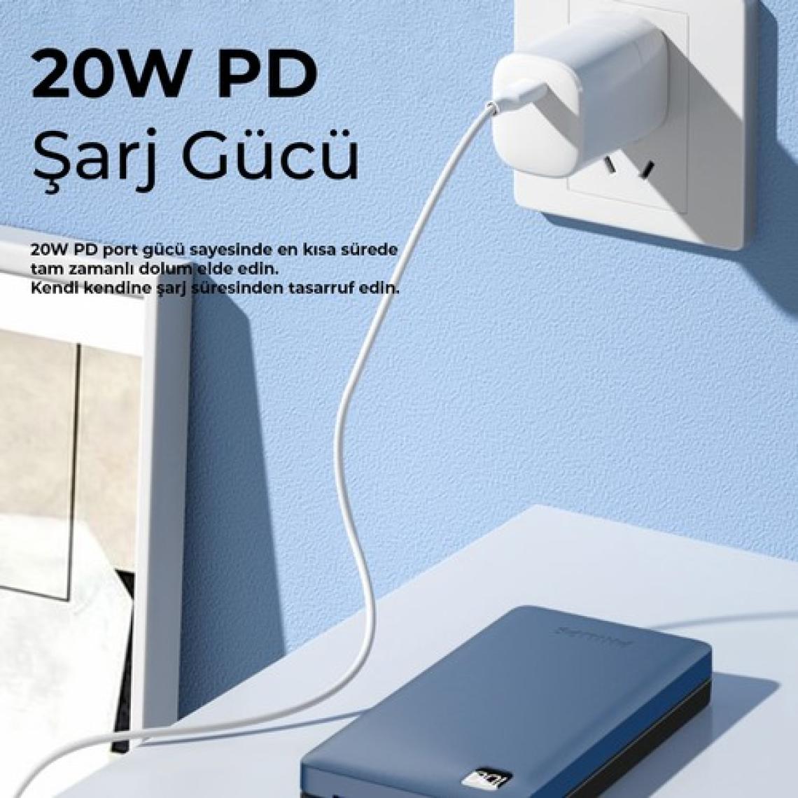 Philips 20000 mAh Powerbank 22.5W USB ve Type-C PD Üç Çıkışlı Led Göstergeli