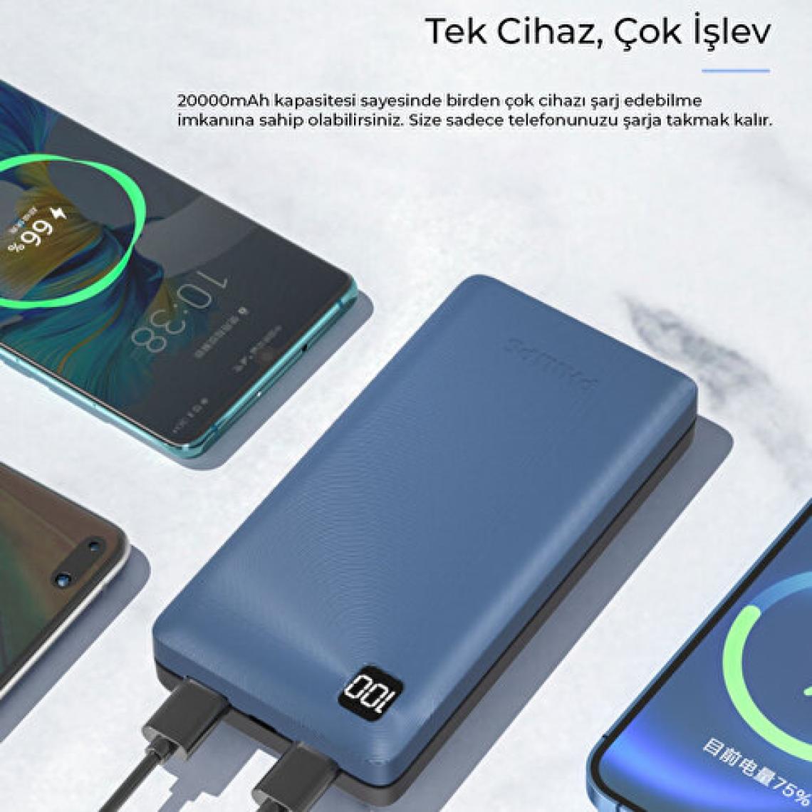 Philips 20000 mAh Powerbank 22.5W USB ve Type-C PD Üç Çıkışlı Led Göstergeli