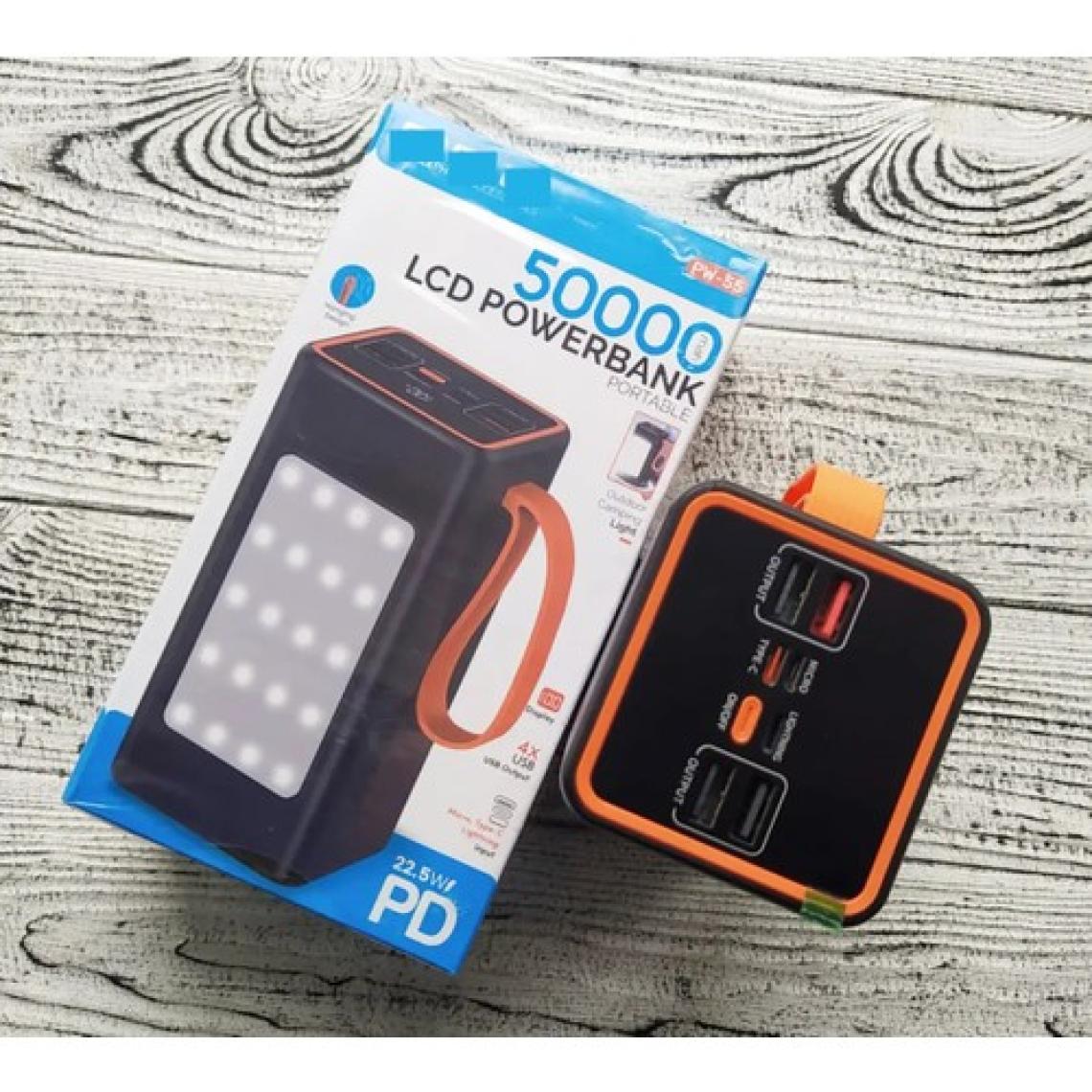 50000Mah Powerbank  22.5W Hızlı Şarj,4 USB Port Çıkışlı,Güçlü Kamp Led El Feneri