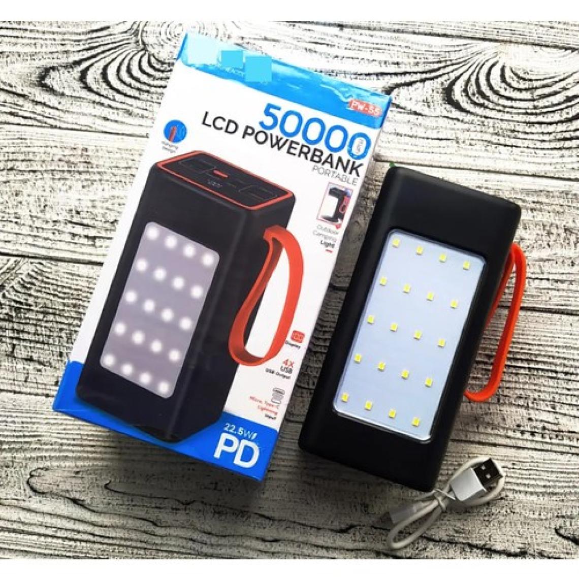 50000Mah Powerbank  22.5W Hızlı Şarj,4 USB Port Çıkışlı,Güçlü Kamp Led El Feneri