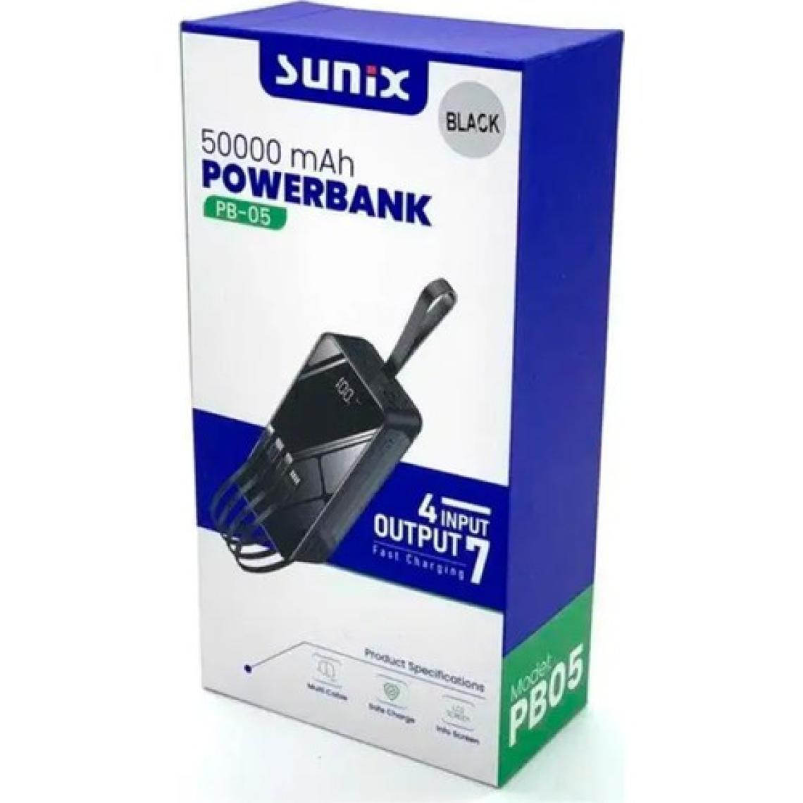 Sunix PB05 Micro- Lightning-Type-C Çıkışlı LED Göstergeli 50000 Mah Taşınabilir Sarj Cihazı