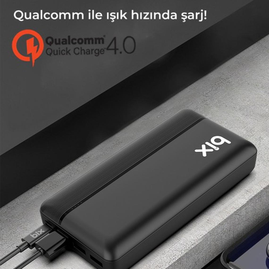 Bix PB302 22.5W 30000 mAh Hızlı Şarj Powerbank Siyah