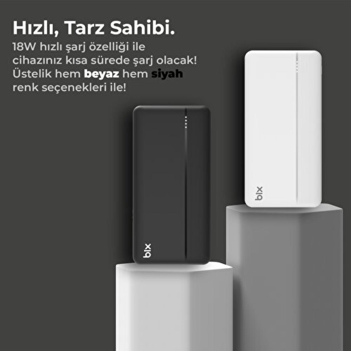 Bix PB302 22.5W 30000 mAh Hızlı Şarj Powerbank Siyah