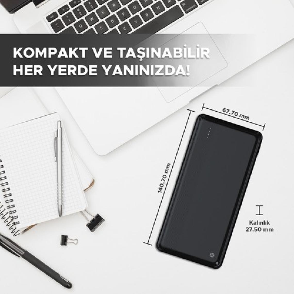Dexim YB134 20.000 Mah LED Işıklı Powerbank Siyah - DCA0048