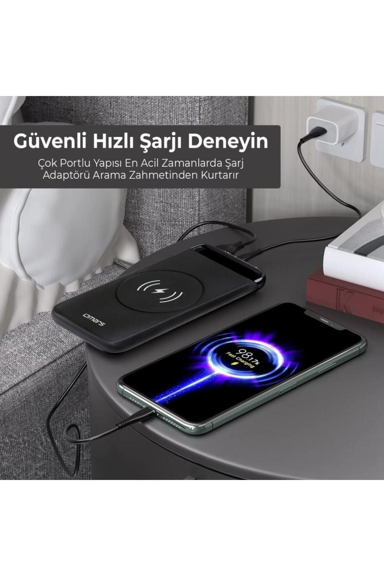Omars 20W 10000MAH Kablosuz Şarj Powerbank LED Göstergeli USB Type-C ve Magsafe Uyumlu