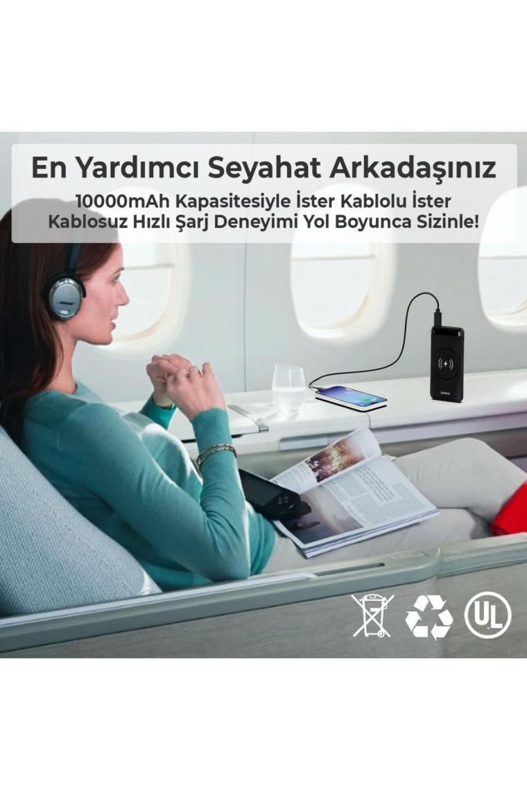 Omars 20W 10000MAH Kablosuz Şarj Powerbank LED Göstergeli USB Type-C ve Magsafe Uyumlu