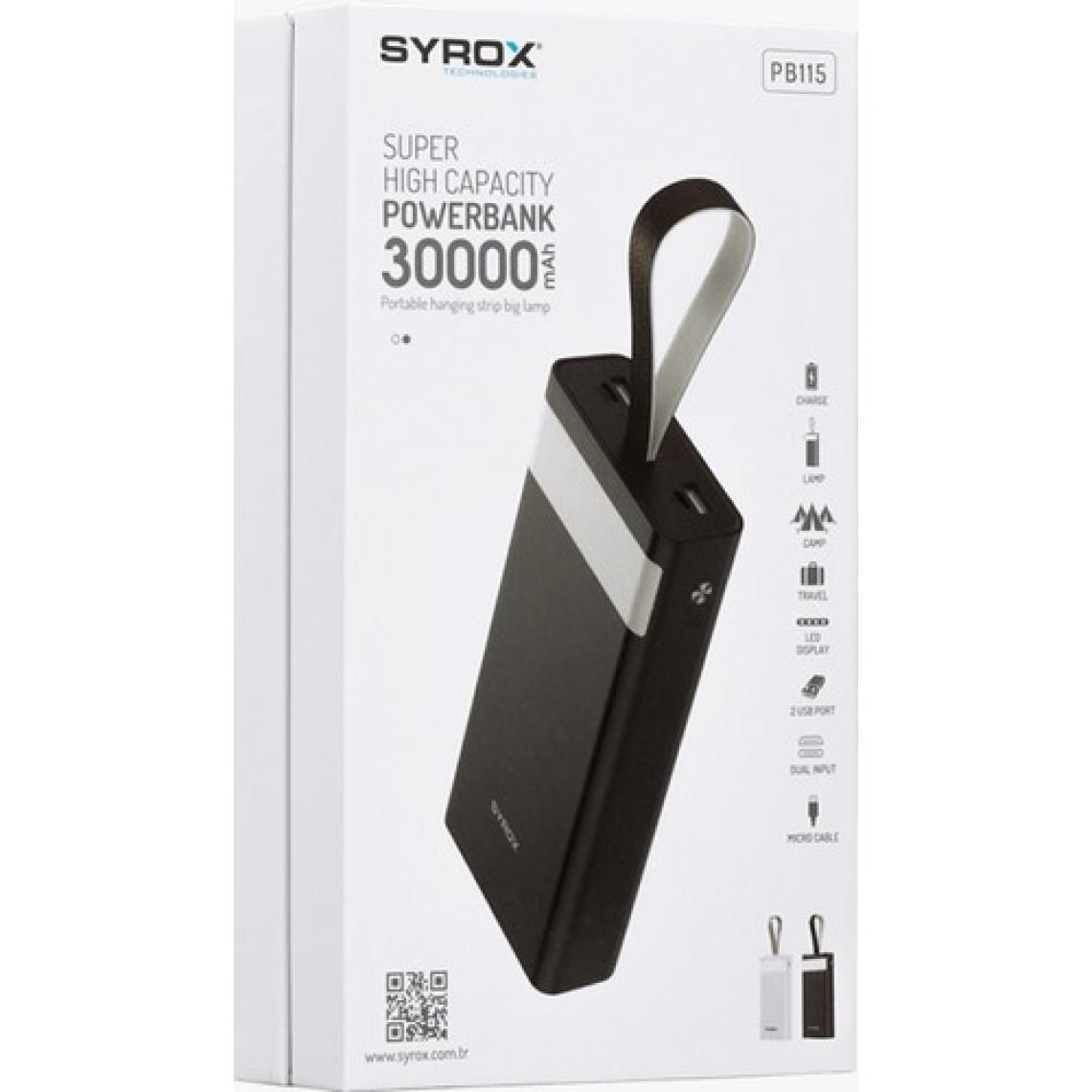 Syrox PB115 30000 mAh LED Göstergeli Powerbank Siyah