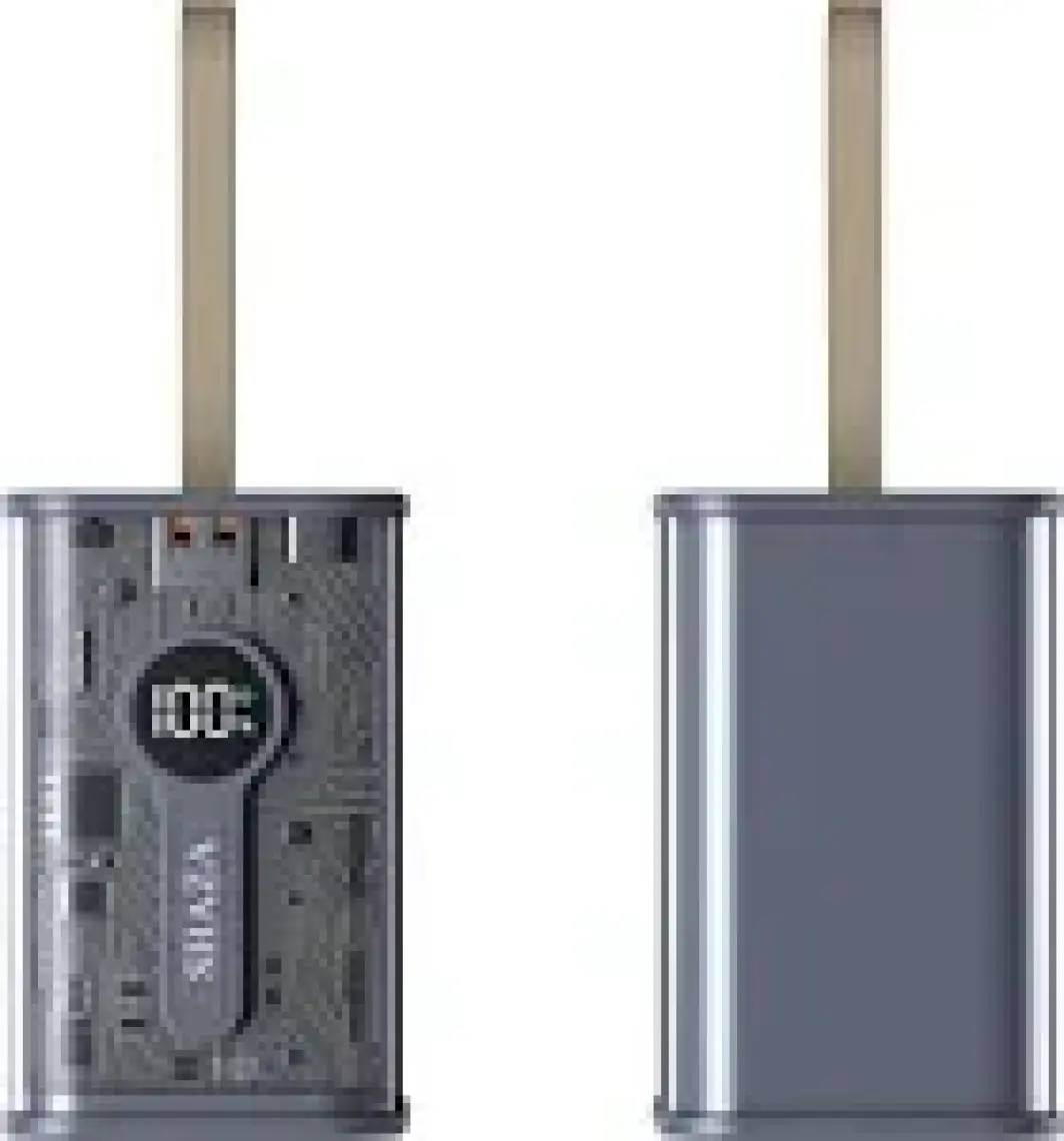 Shaza Dijital Göstergeli 22.5W Usb Ve Type-C Girişli 20000 Mah Crystal Powerbank Gri