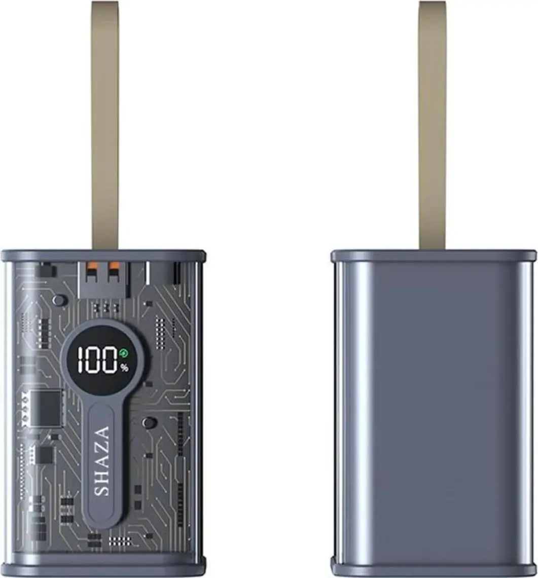 Shaza Dijital Göstergeli 22.5W Usb Ve Type-C Girişli 20000 Mah Crystal Powerbank Gri