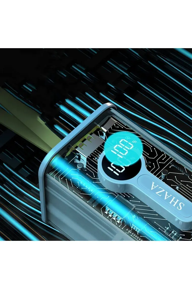 Shaza Dijital Göstergeli 22.5W Usb Ve Type-C Girişli 20000 Mah Crystal Powerbank Gri