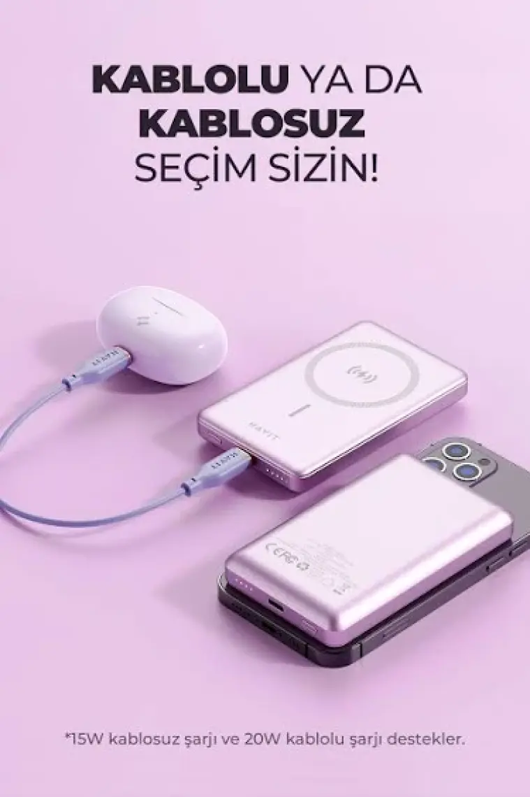 Havit 10000 mAh Magsafe Manyetik Kablosuz Powerbank Ultra Ince 20W, Iphone Uyumlu