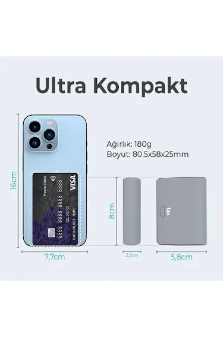 Bix PB106 10000mAh PD20W Type-C USB-A SCP 22.5W Çift Çıkışlı LED Göstergeli Kauçuk Kaplama Cep Boy Mini Powerbank Yeşil