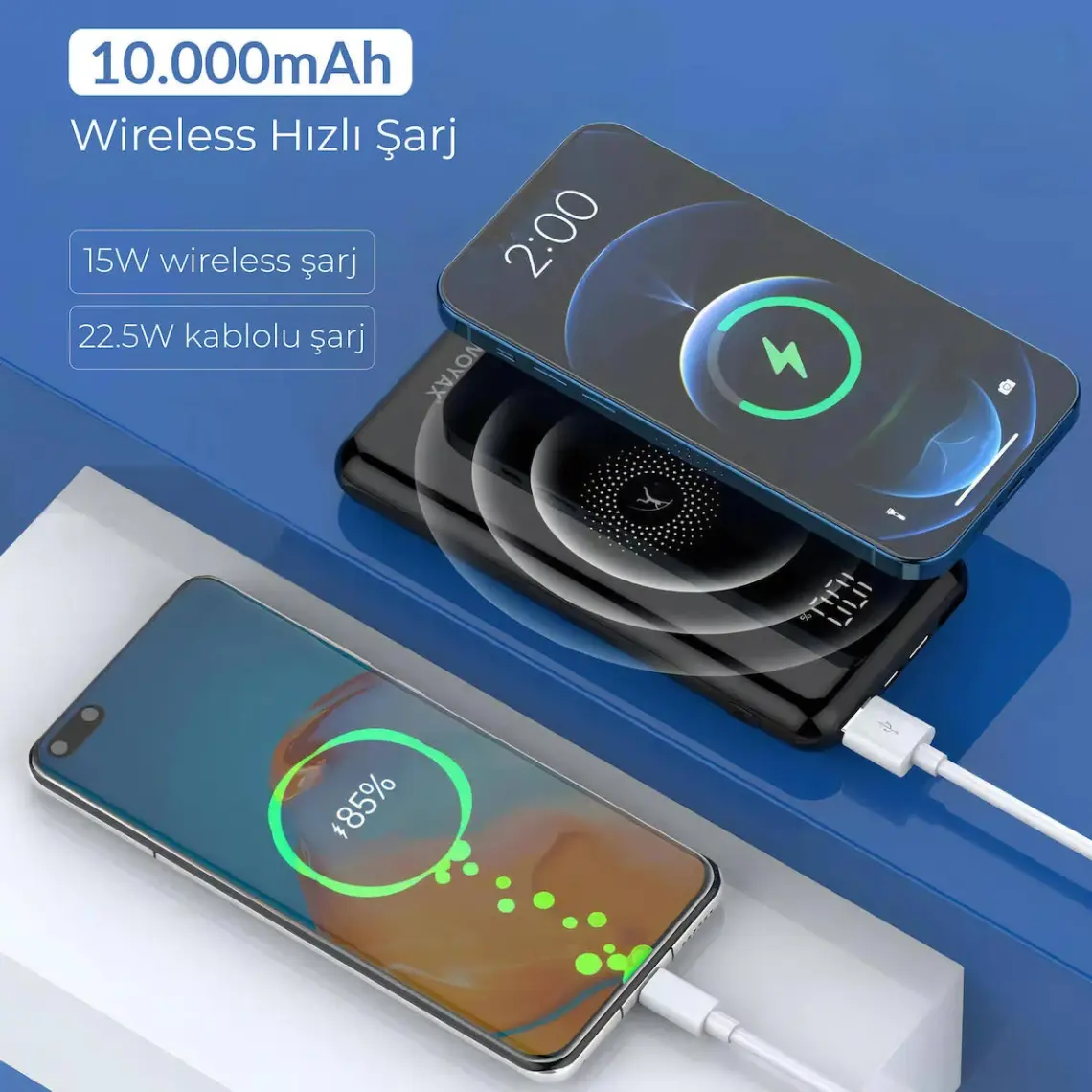 Woyax Kablosuz Hızlı Wireless Powerbank 10000 mAh