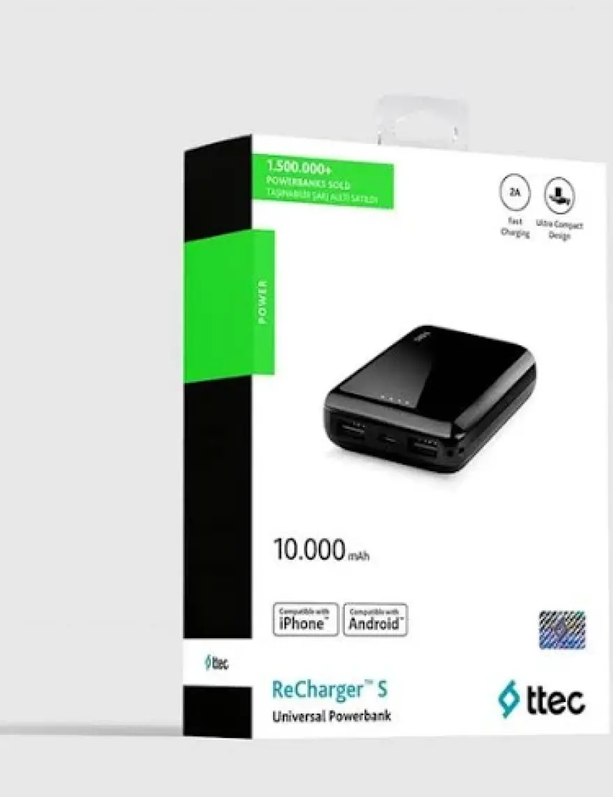 Ttec ReCharger 10000mAh Taşınabilir Şarj Aleti - Siyah