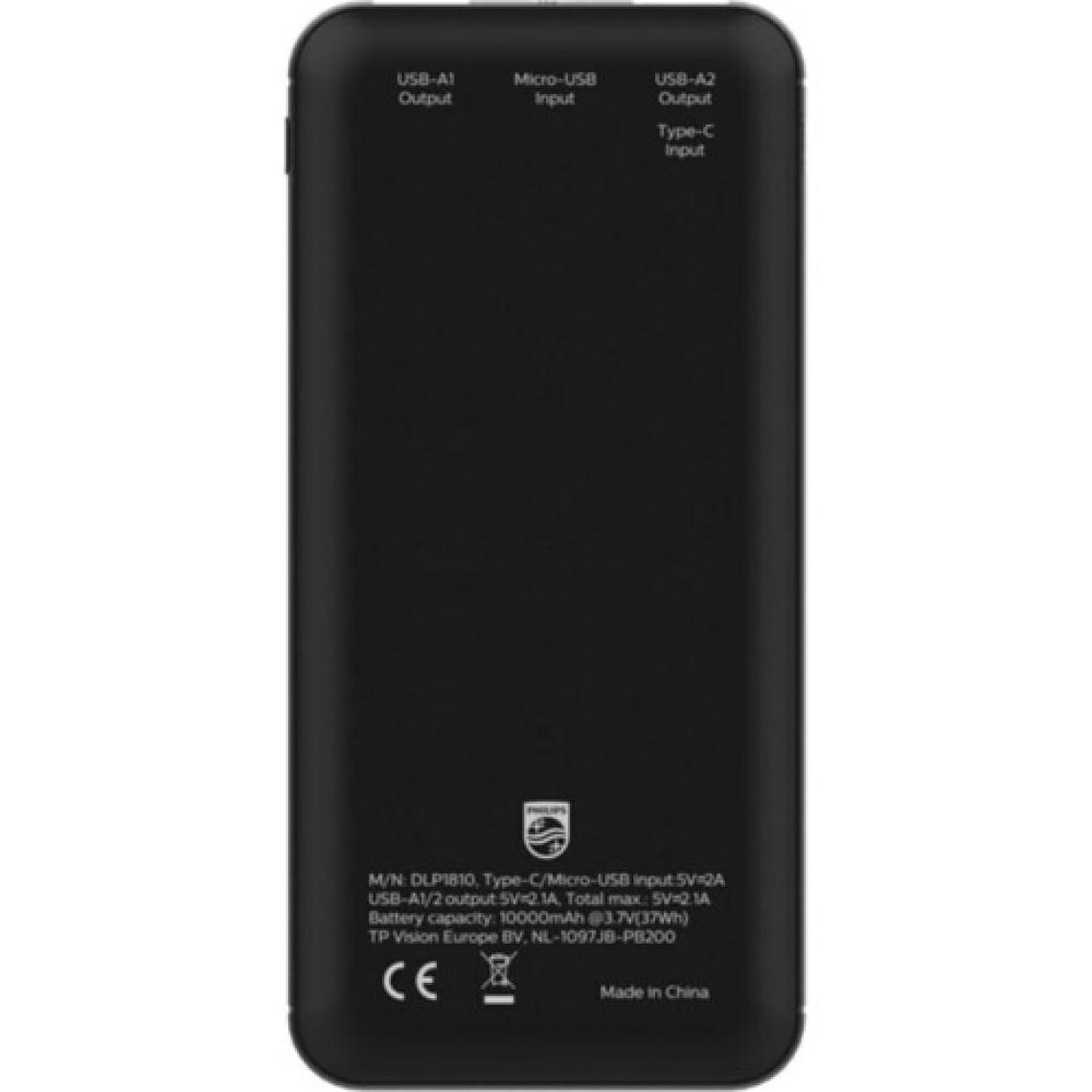 Philips DLP1810NB 10000 mAh 2 USB Çıkışlı Powerbank Siyah