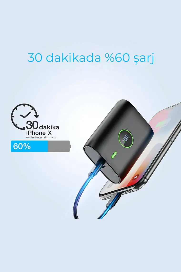 Woyax Powerbank Hızlı 10000mAh 22.5W Taşınabilir Şarj Cihazı - Siyah