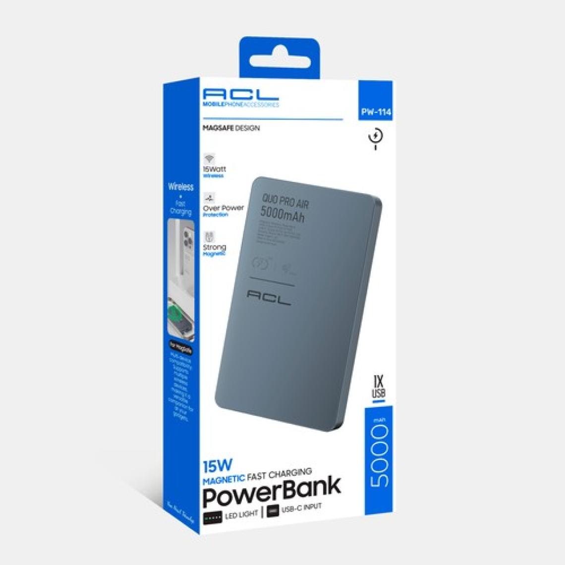 Acl PW-114 15W Magsafe Uyumlu Kablosuz Manyetik Powerbank | 5000mAh Hızlı Şarj | LED Göstergeli Taşınabilir Şarj Cihazı