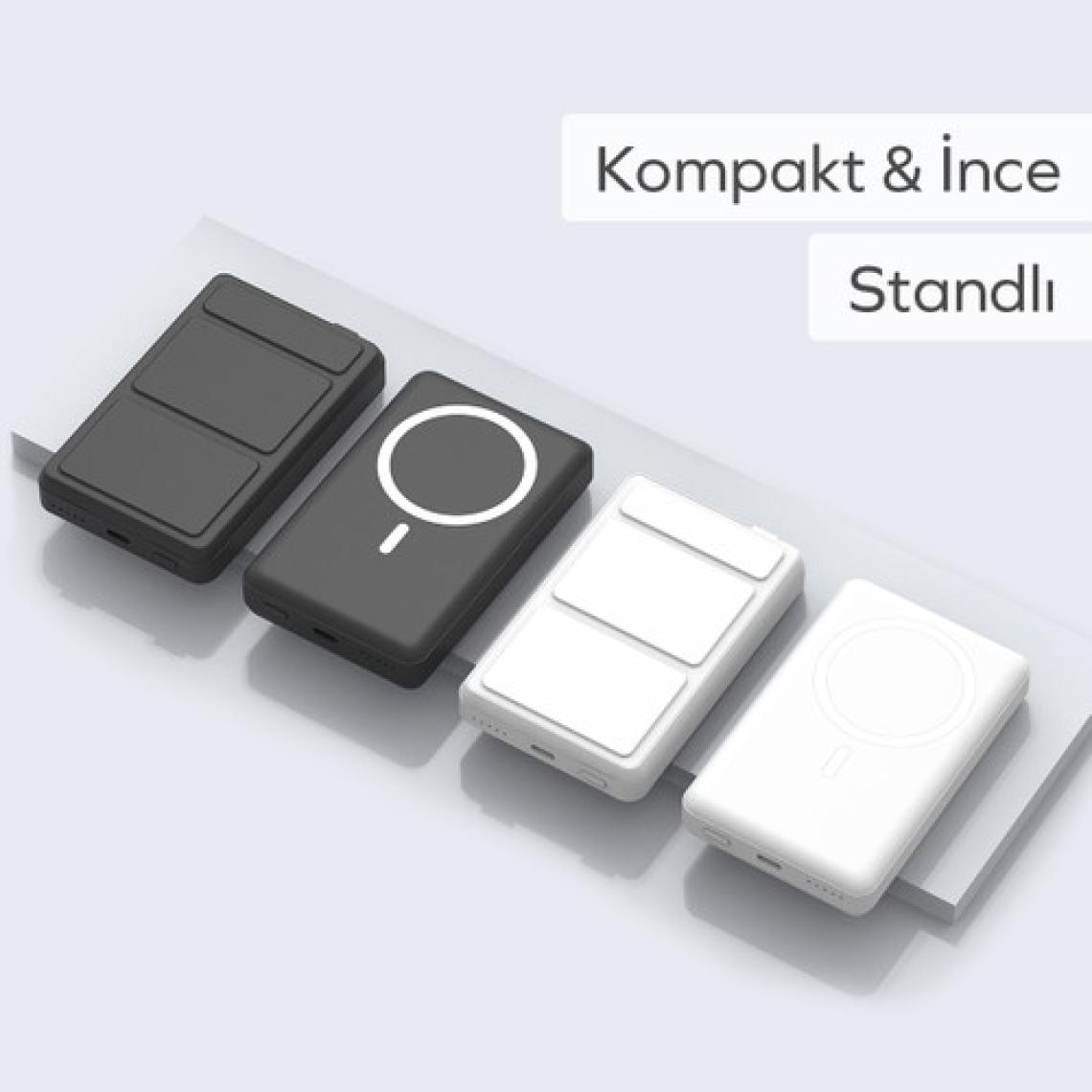 Woyax By Deji Magsafe Powerbank 10000mah Standlı Hızlı Taşınabilir Batarya iPhone 12 13 14 15 16 Android - BEYAZ