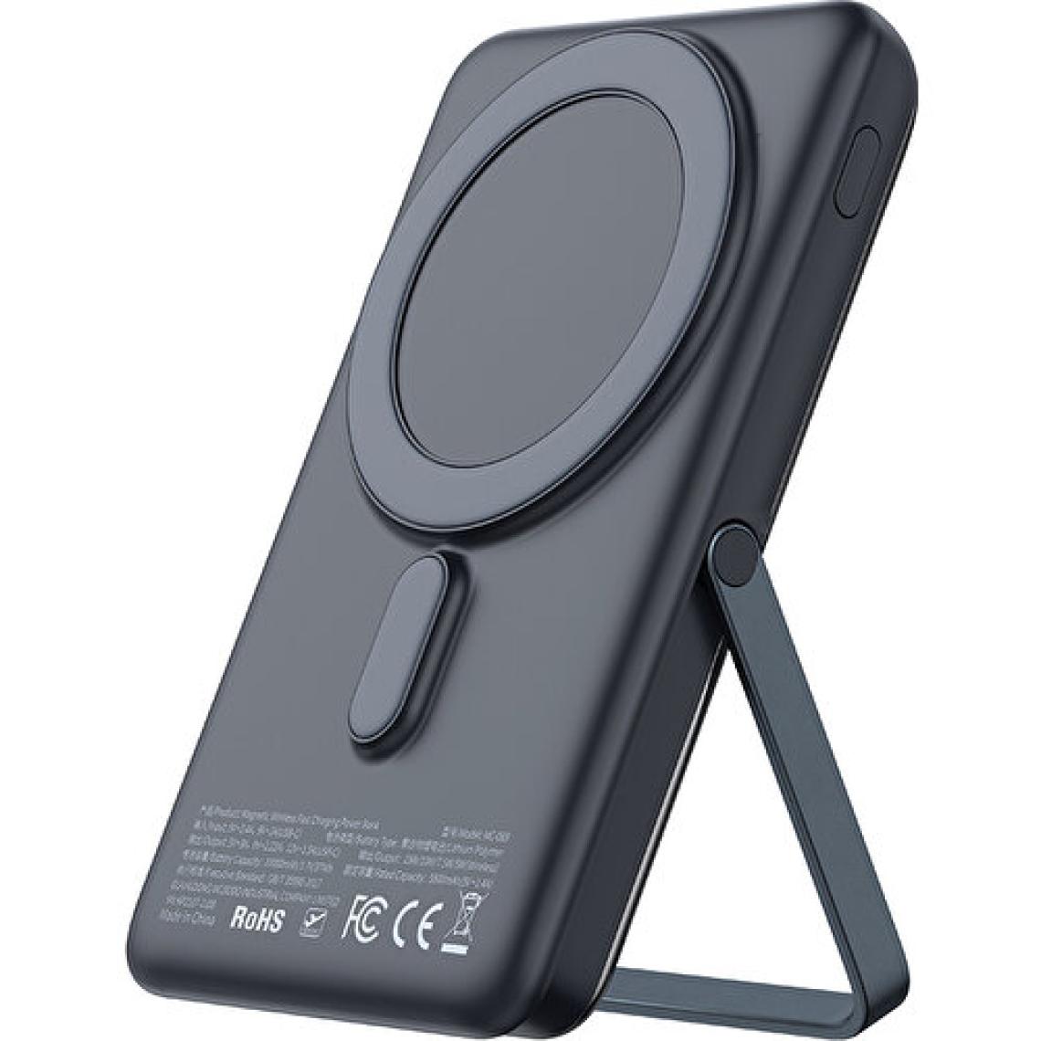 Mcdodo MC-0691 15W Magsafe 10.000mAh Kablosuz Dijital Ekranlı Wireless Şarj Cihazı Powerbank Gri Standlı