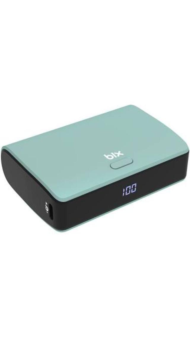 Bix PB106 10000mAh PD20W Type-C USB-A SCP 22.5W Çift Çıkışlı LED Göstergeli Kauçuk Kaplama Cep Boy Mini Powerbank Yeşil