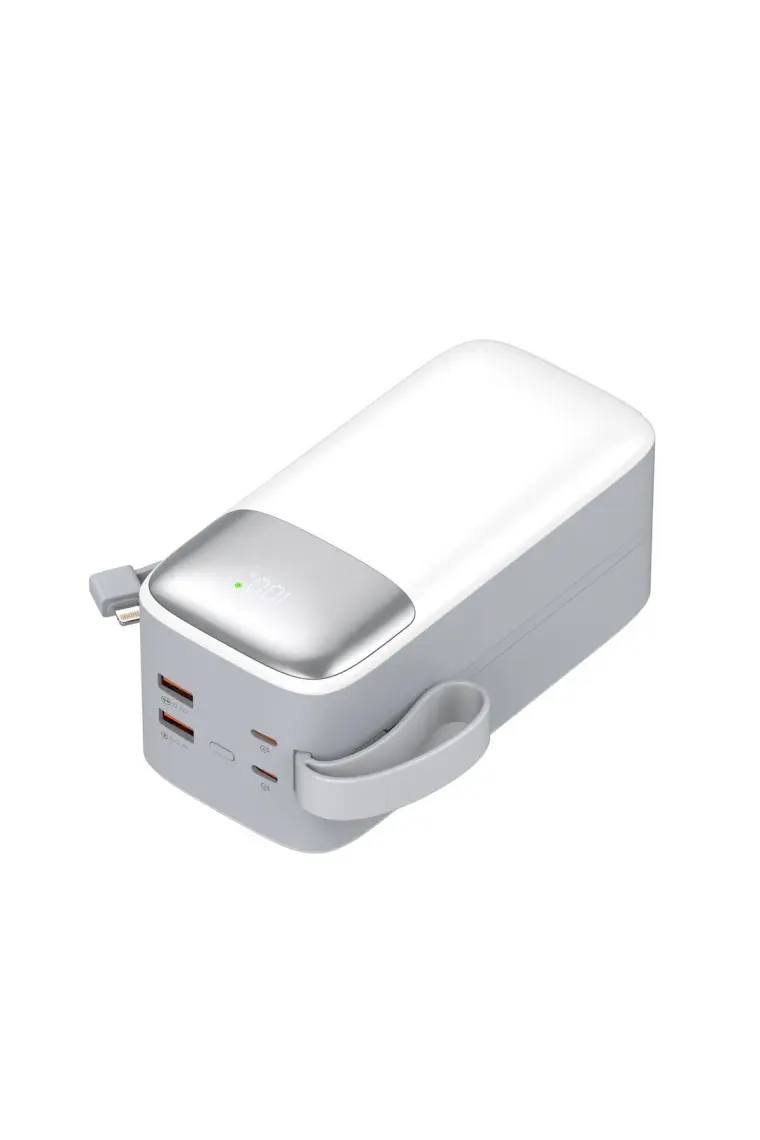 Sword 50000 mAh PD 22.5 W Hızlı Şarj Kendinden Kablolu Type-C & Lightning Powerbank Beyaz SW-50PO3