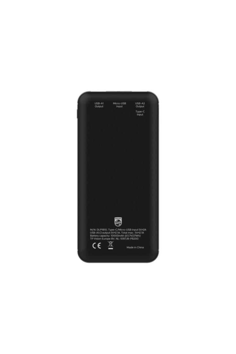 Philips Powerbank Ultra Compact 10000 Mah Dlp Seri DLP1810NB/62 Taşınabilir Çift USB Çıkışı Şarj Cihazı