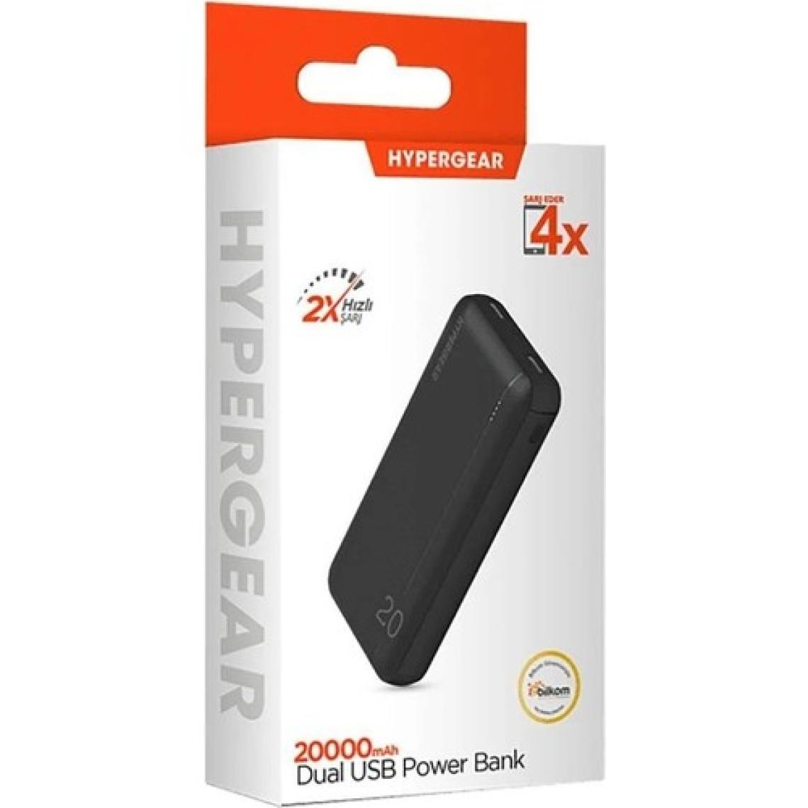 Hypergear 20000mAH Dual UsbA Çıkışlı Powerbank Siyah