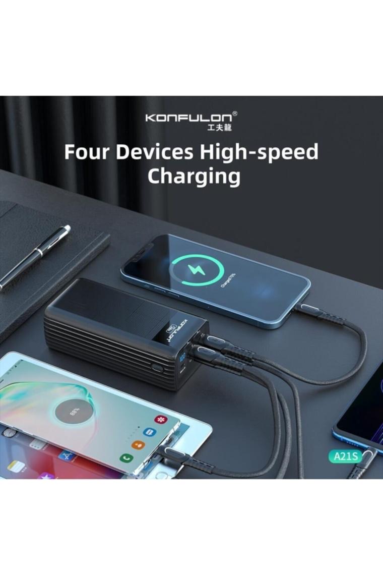 Fuchsia A21S LCD Göstergeli Powerbank 40000 mAh Konfulon Yüksek Kapasiteli Hızlı Şarj Özellikli Power Station
